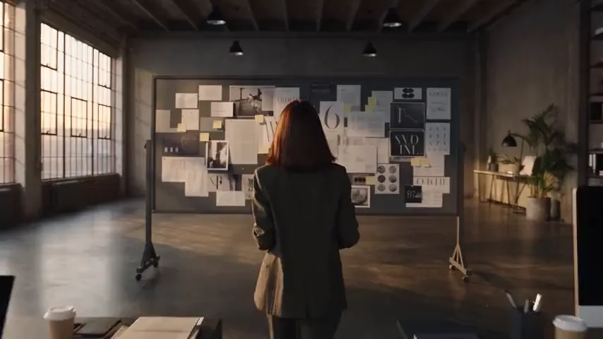 A strategist pins a note to a moodboard in a sunlit loft; the note reads “Your brand speaks before you do.”